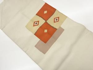 未使用品　色紙に菱模様織出し名古屋帯